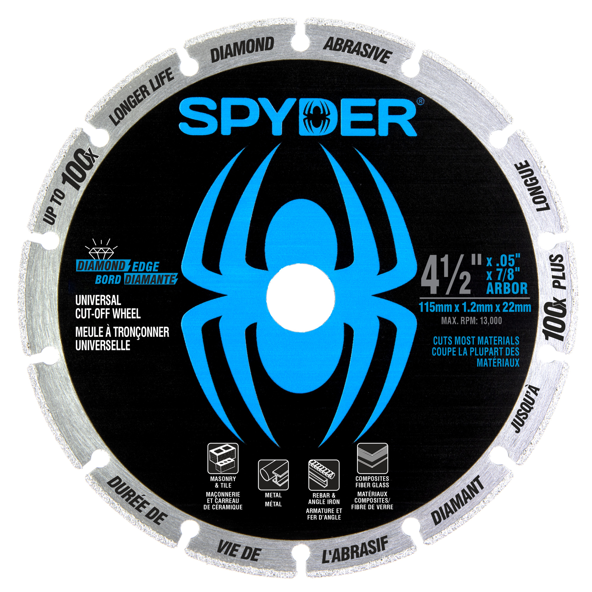 SPYDER 7-In Diamond Edge Cut-Off Wheel Model# 14007